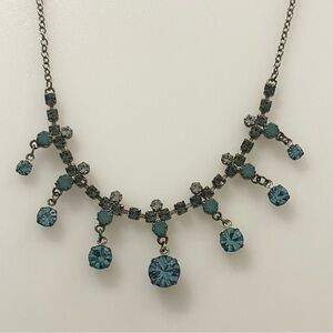 Vintage Blue Prong Set Rhinestone 13” - 16” Necklace
